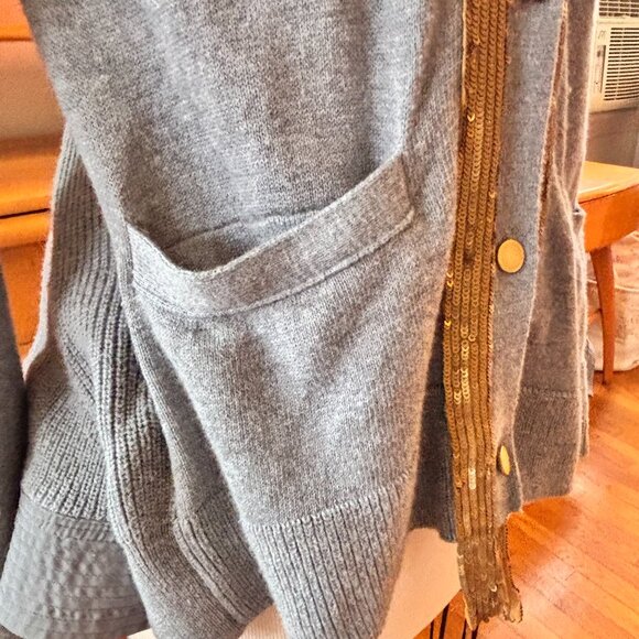 Anthropologie Vermeil Sequins Cardigan Sweater by Yellow Bird Size M Gray - Picture 5 of 16